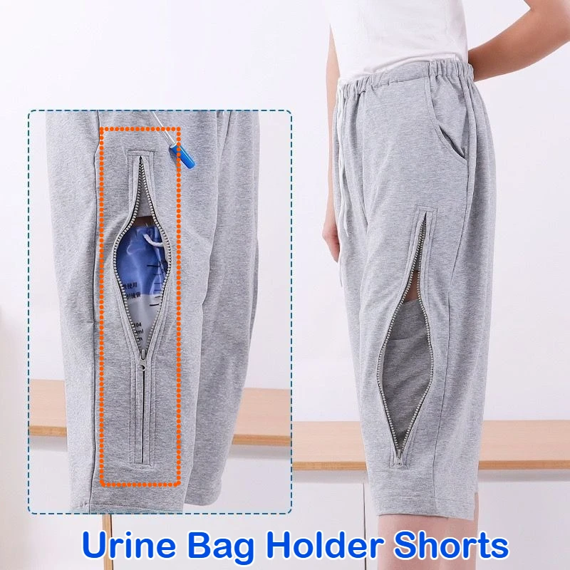 Calças de ostomia das mulheres dos homens escondido urostomia urina saco titular shorts cateter urinário pós-cirurgia recortado incontinência roupa interior