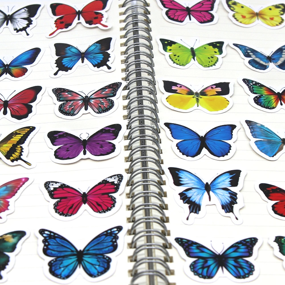 10/50/100pcs ผีเสื้อแมลงการ์ตูนน่ารัก Decals ของเล่นเครื่องเขียนกีตาร์โทรศัพท์จักรยานแล็ปท็อปกระเป๋ารถ Graffiti เด็กสติกเกอร์