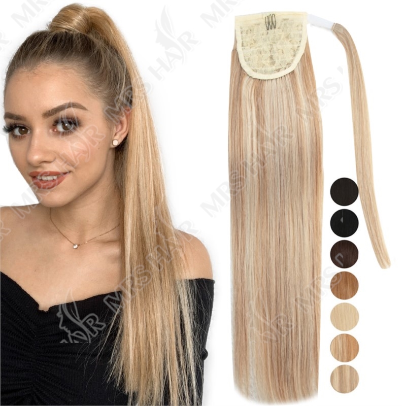 MRSHAIR-Extensions de Cheveux Naturels en Queue de Cheval, Qualité Remy, Blond, Brun, Noir, avec réinitialisation
