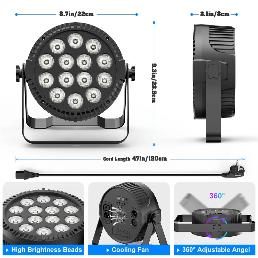 4 Stück 4 in 1 RGBW 14 LEDs 80 W Par Licht DMX512 Master-Slave Sound aktiviert mit Fernbedienung DJ Party Bühneneffektbeleuchtung