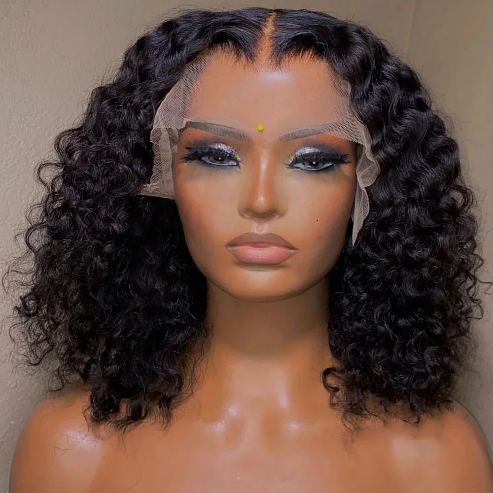 12Aสั้นBobวิกผมDeep Wave 100% ผมมนุษย์Wigs Ready To Go GluelessวิกผมบราซิลWater Waveวิกผมลูกไม้ด้านหน้าด้านหน้าสําหรับผู้หญิง