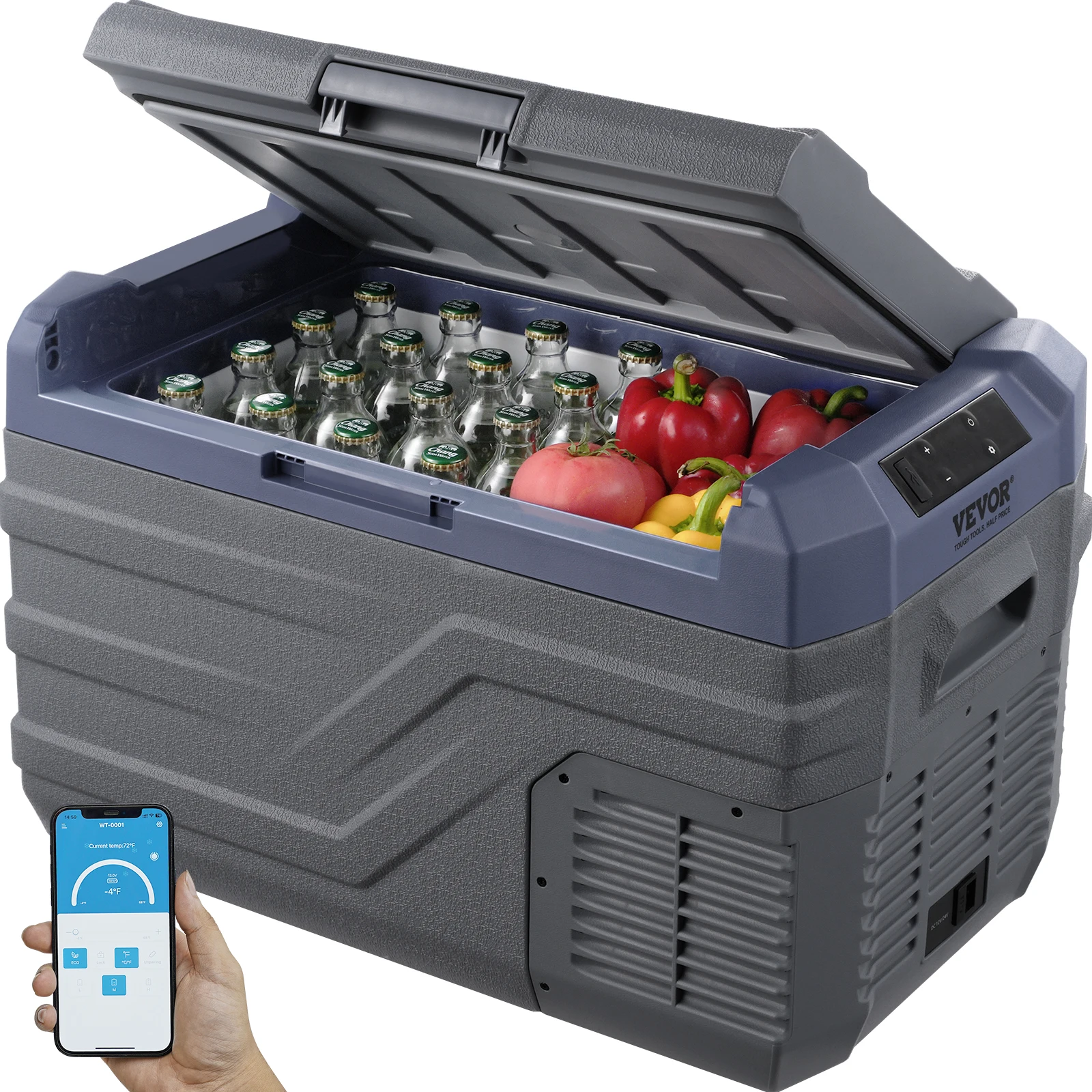 SucceBuy 30/37/45L Auto-Kühlschrank, einzonenförmig, tragbarer Gefrierschrank und integrierter Lichtkompressorkühler für Outdoor-Camping, Wohnmobil