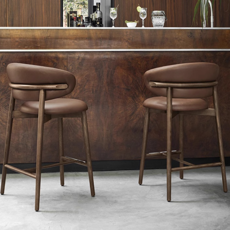 Taburetes de Bar traseros de China, taburetes de Bar de cocina modernos y resistentes de nogal comercial de madera, Barhocker de isla para sala de estar, muebles de alta gama
