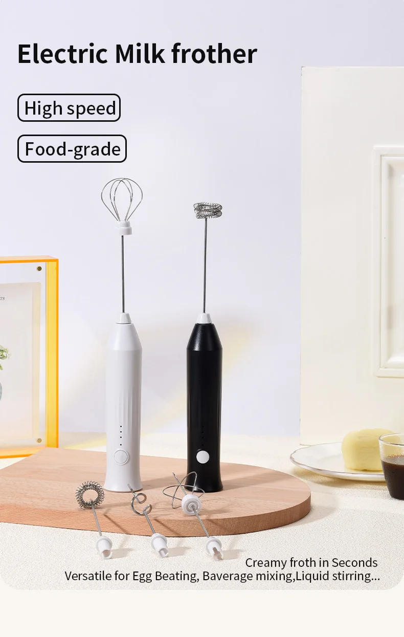 充電式電動ミルク泡立て器,卵泡立て器,コーヒー泡立て器,ミニ泡立て器,高速,3 in 1ドリンクミキサー