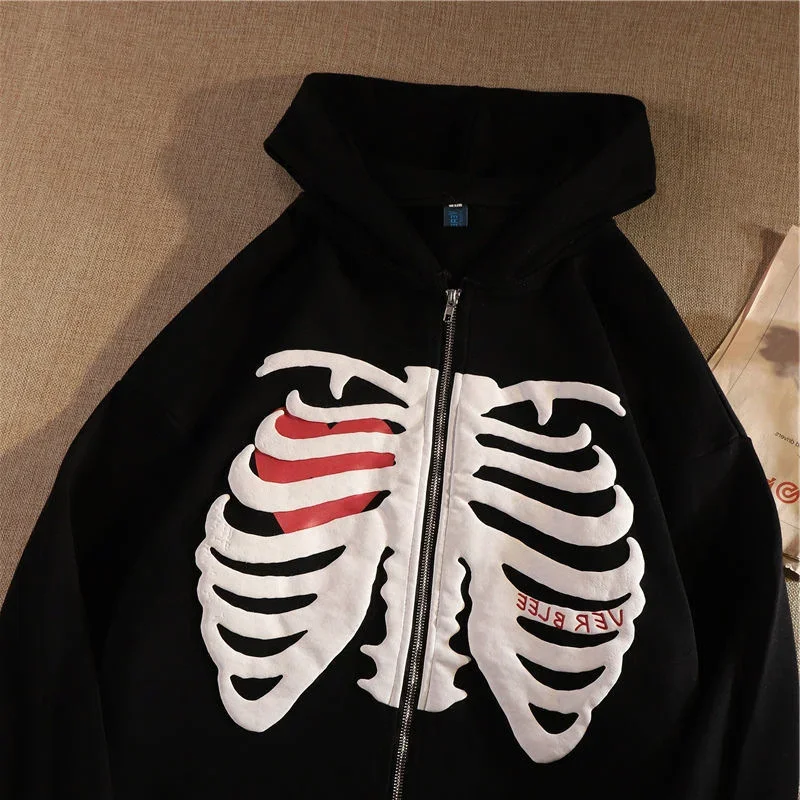 Y2K Đồng Khoác Hoodie Nữ 2022 Vrouwen Gothic Zwart Khóa Kéo Lên Quá Khổ Áo Dames Retro Bông Tai Kẹp Capuchon Dạo Phố Cao Cấp