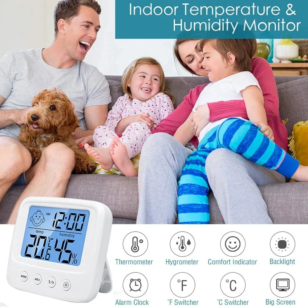 1 PC ใหม่ LCD ดิจิตอลอุณหภูมิ Baby Room ความชื้น Backlight บ้านในร่มอิเล็กทรอนิกส์เครื่องวัดอุณหภูมิเครื่องวัดอุณหภูมิสถานีอากาศ