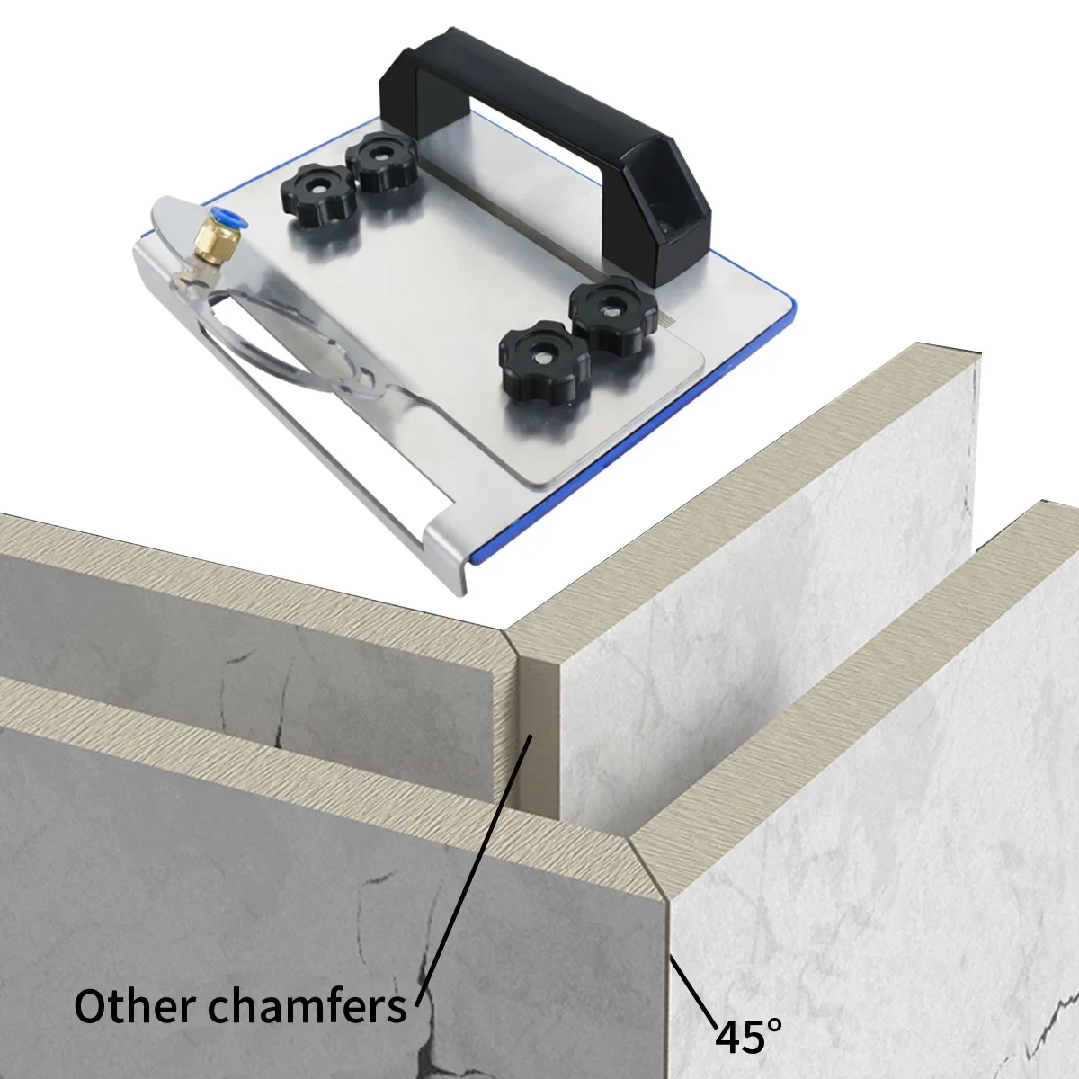 Corte de chaflán de 45 grados 45 °   Herramienta de biselado de azulejos angulares para cortar azulejos, soporte de amoladora angular de piedra de cerámica para azulejos