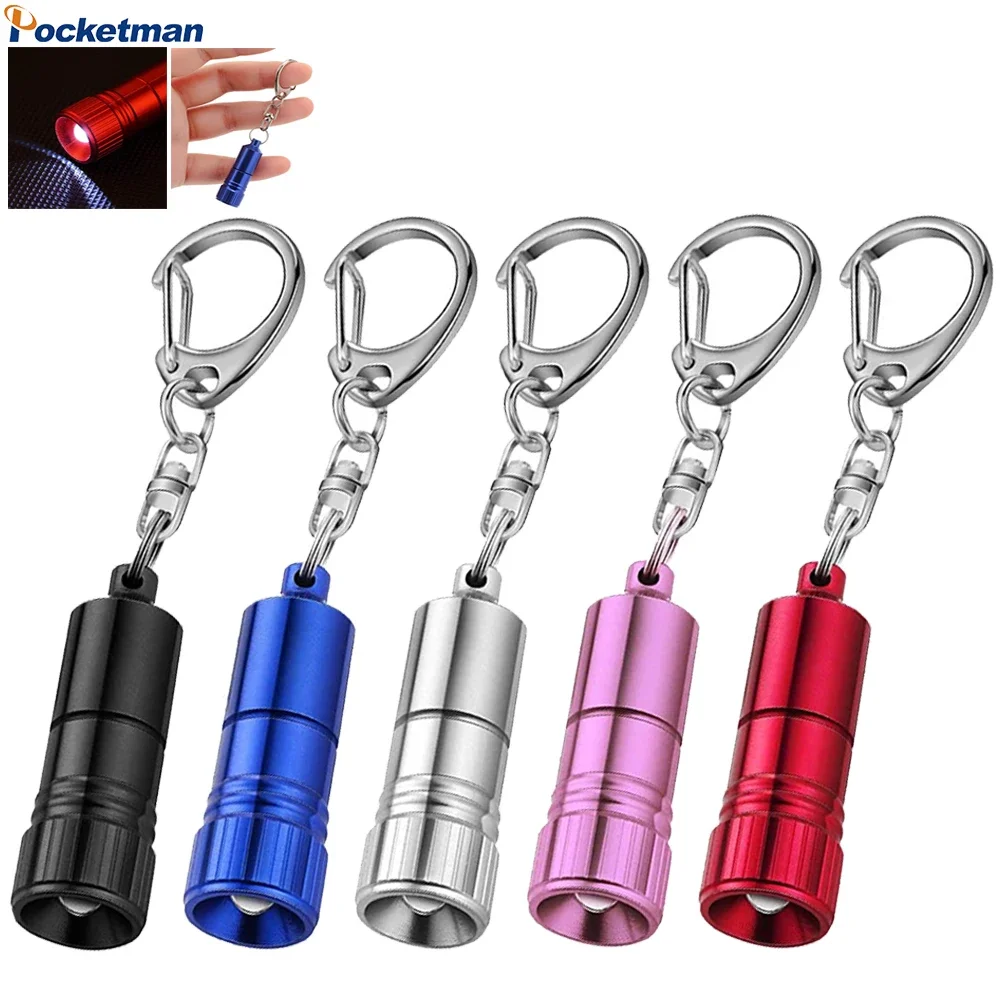Mini Flashlight Pocket Key Ring Torch with Hook Emergency Lights LED Keychain Flashlights with Battery Include