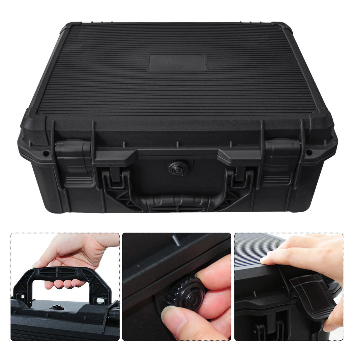 1pc Universal Portable Plastic Tool Box With Foam Insert Waterproof & Shockproof Hard Carrying Case With Pre-cut Sponge