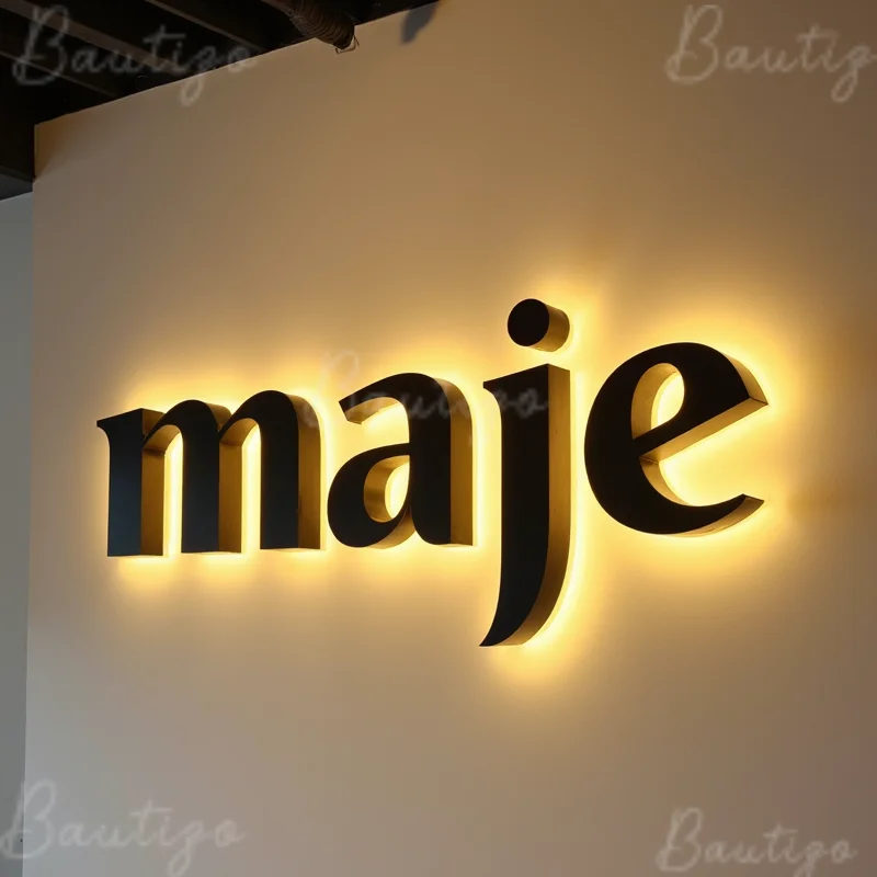 Lettere di insegne in metallo 3D retroilluminate a LED personalizzate per la vetrina aziendale Display di segnaletica pubblicitaria illuminato impermeabile