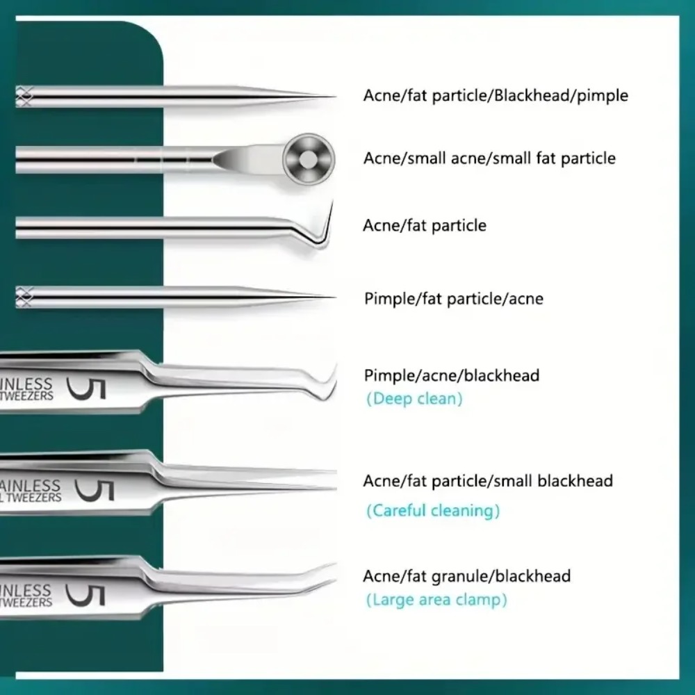1-11PCS Clip per acne in acciaio inossidabile, clip per cellule, clip per punti neri, ago per acne, ago per acne per salone di bellezza, strumento per ago per acne