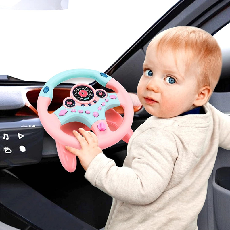 Brinquedo infantil com volante – fingir brincar no banco traseiro com luzes e música – divertido simulador de direção pré-escolar, presente para crianças