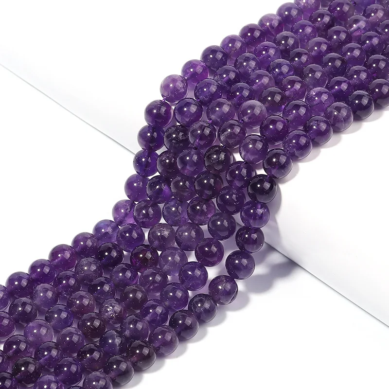 Naturstein Amethysten Kristall Perlen Runde Lose Spacer 5A Perle Für Schmuck Machen Diy Armband Halskette Accessroy Finding 15"