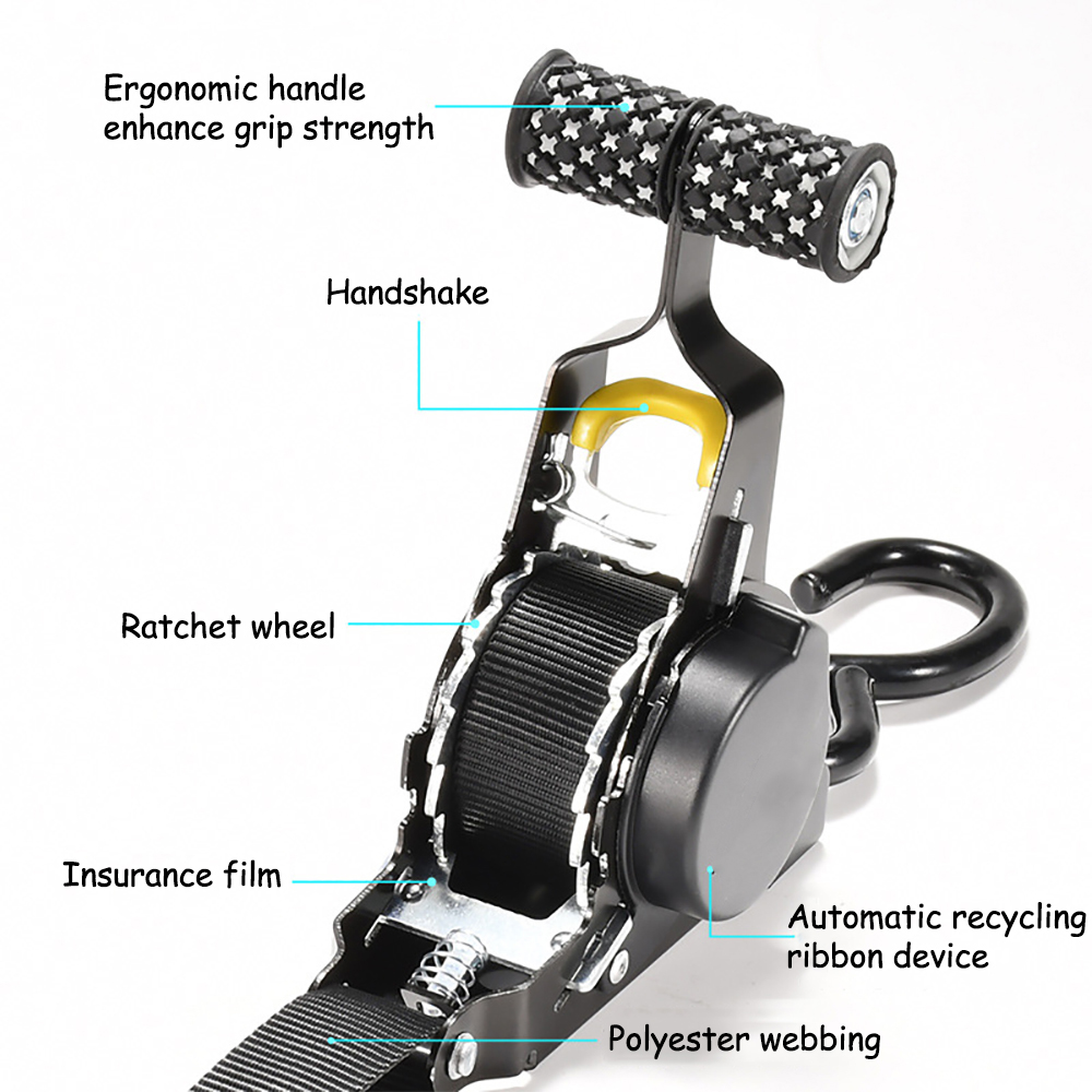 Auto Straps For Cargo Tape Retractable Belts For Motorcycles Ratchet Strap For Load Luggage Strap Ratchet Tensioner Belt For Car