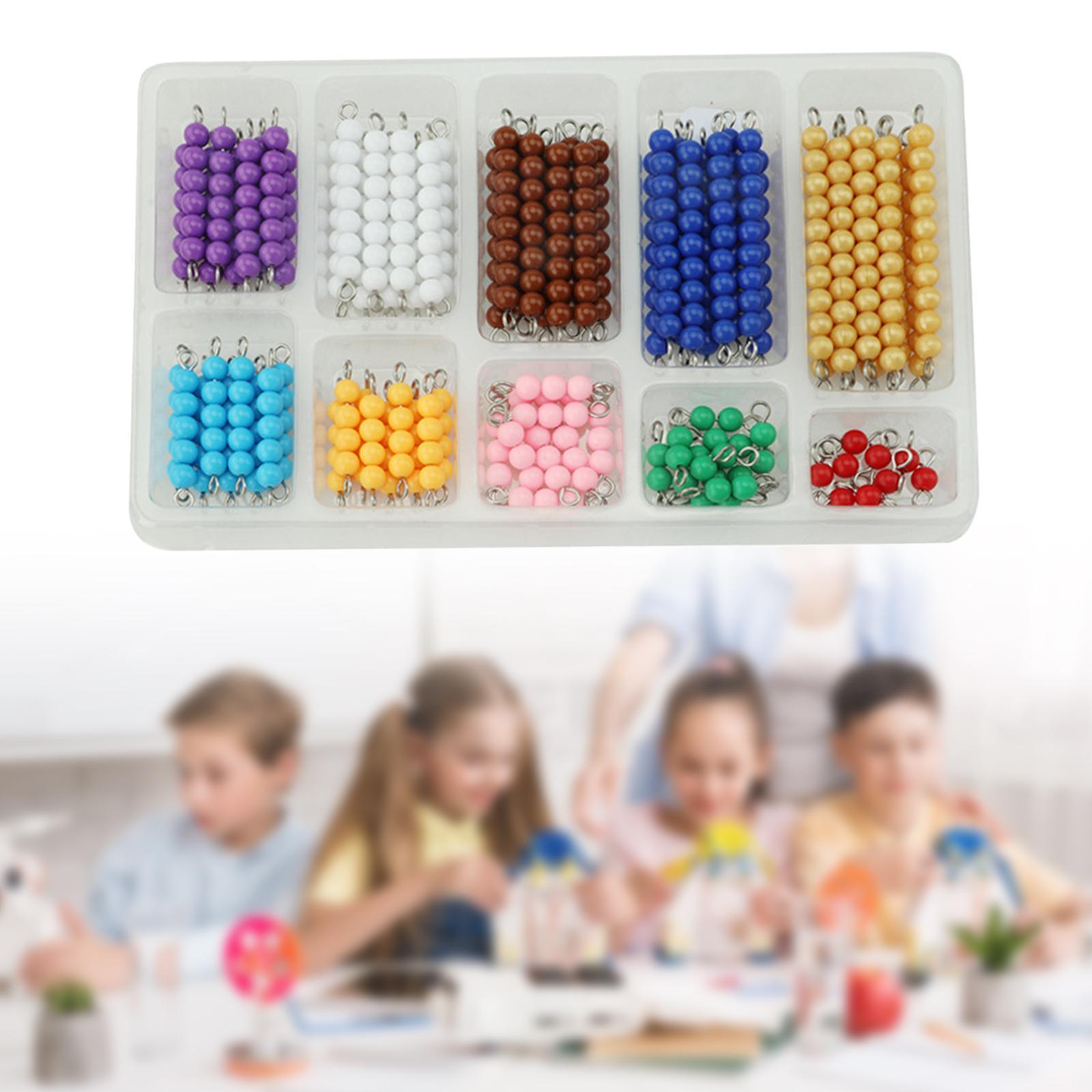 Cuentas para contar Montessori, ayuda para la enseñanza, cadenas de cuentas Montessori para niños y niñas