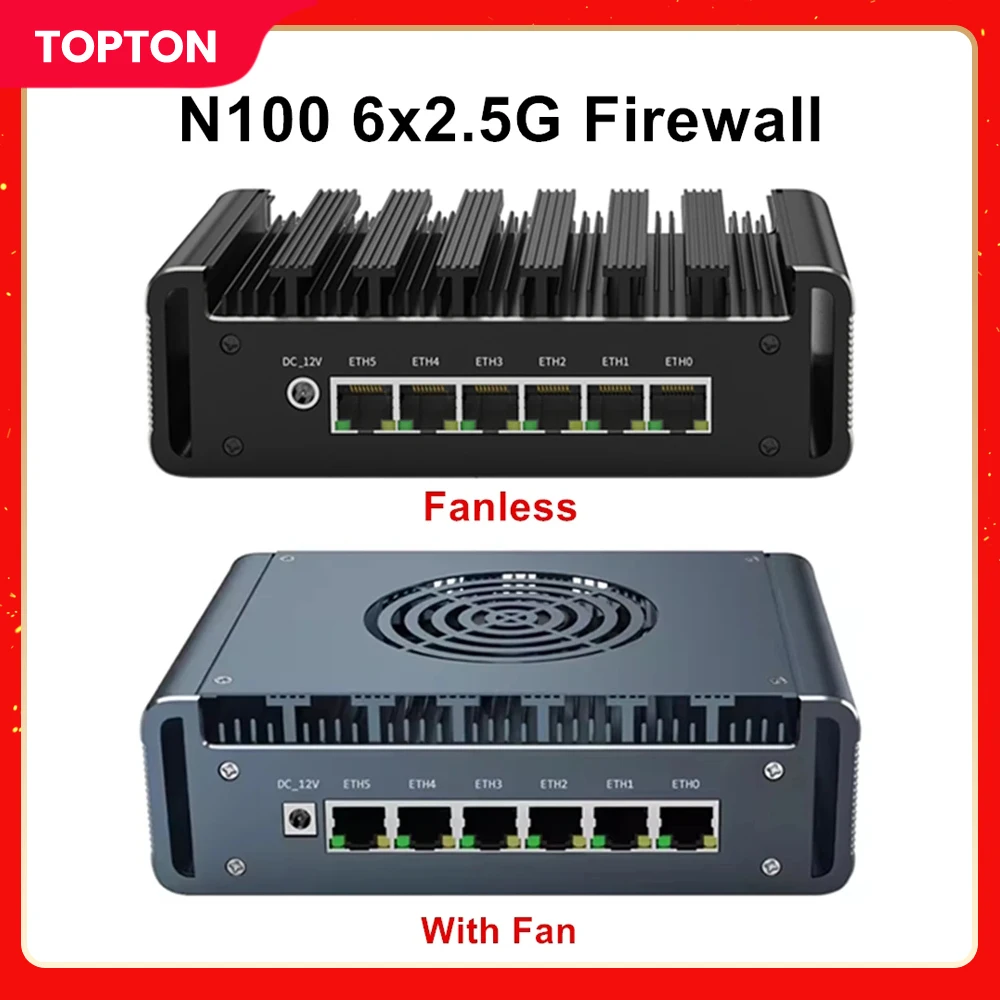 Intel N150 N100 Firewall Appliance 6x2.5G i226-V Мини-ПК DDR5 2xNVMe Промышленный компьютер pfSense Домашний сервер OPNsense Proxmox
