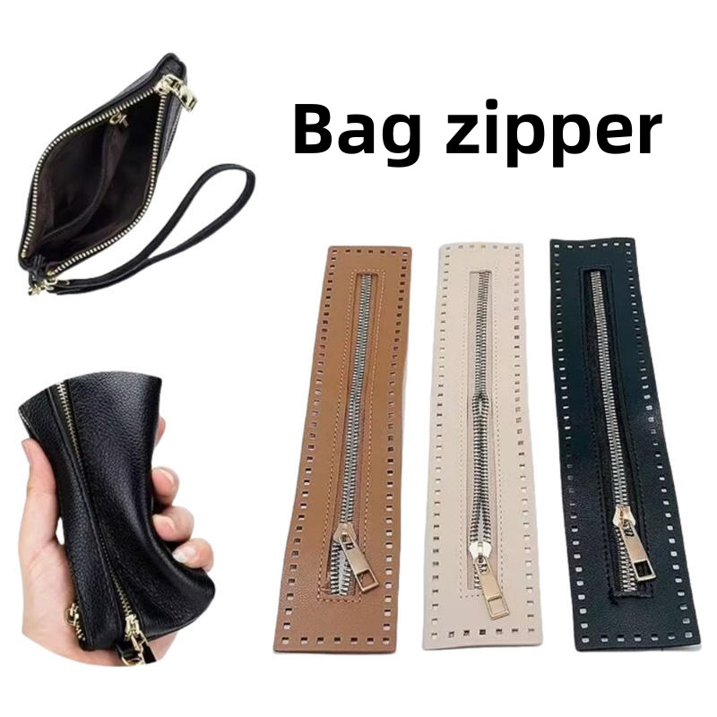 Cremallera de cuero de 27cm de largo, útil para bolso de ganchillo, Hardware, cremallera sólida, accesorio de costura, bolso útil, cremallera de cuero práctica