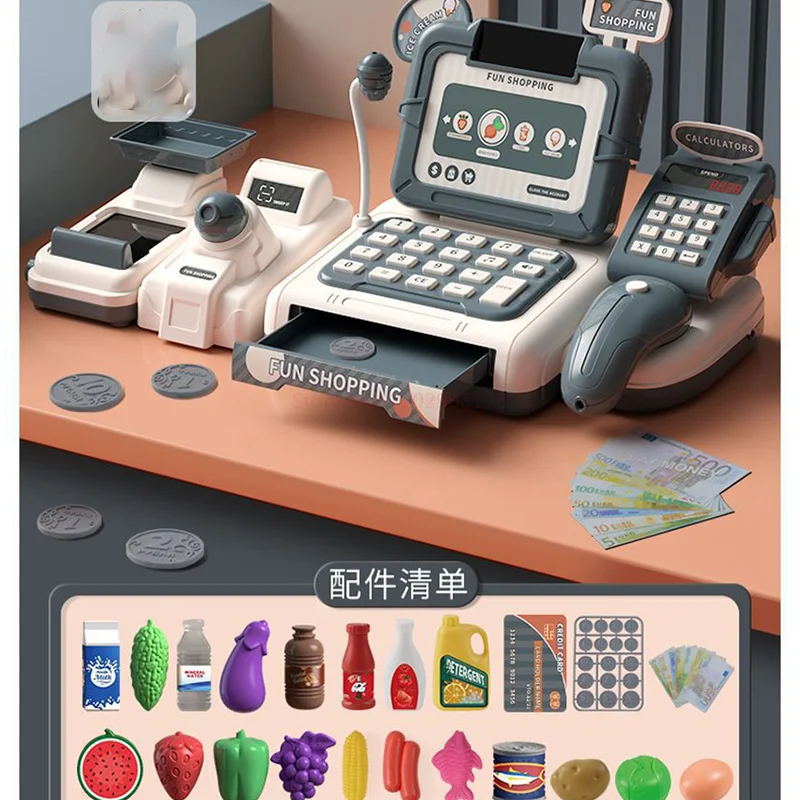 New Children'S Multifunctional Cash Register Can Scan Code Toy Simulation Convenience Store Supermarket Mini Cash Register Girl