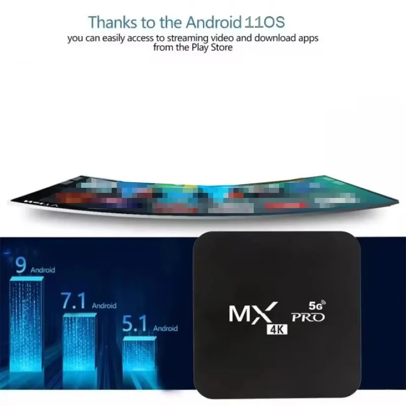 MX-PRO TV Box 8GB 128GB Android 11 Soporte 4k HD 4G 5G WiFi dual Amlogic S905 Quad-Core H.256 3D iptv