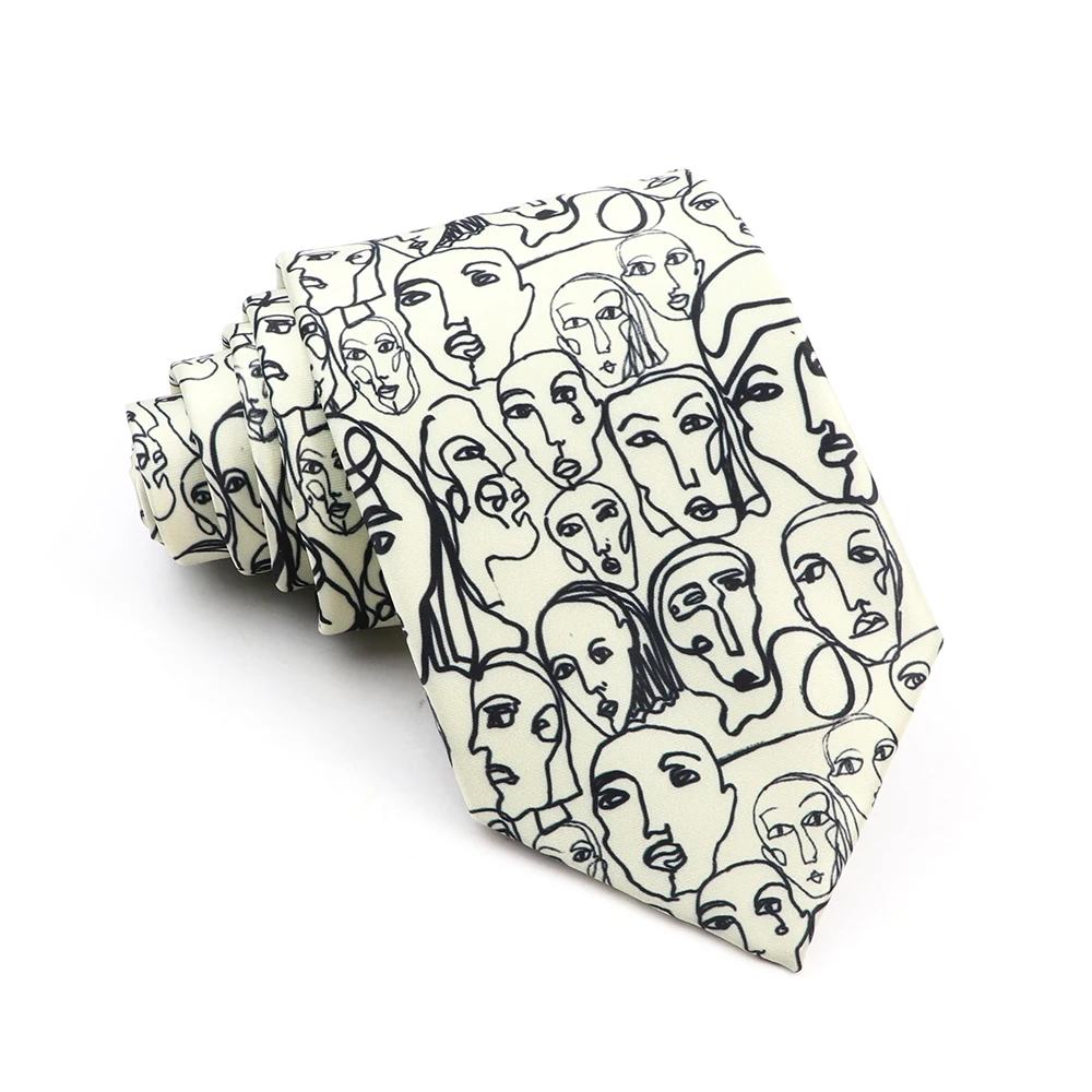Cravates en soie douce pour hommes, Design Unique, visage de maison, motif de vue de fleur, Style de dessin, marron et blanc, pour fête, mariage, nouveauté, cadeau