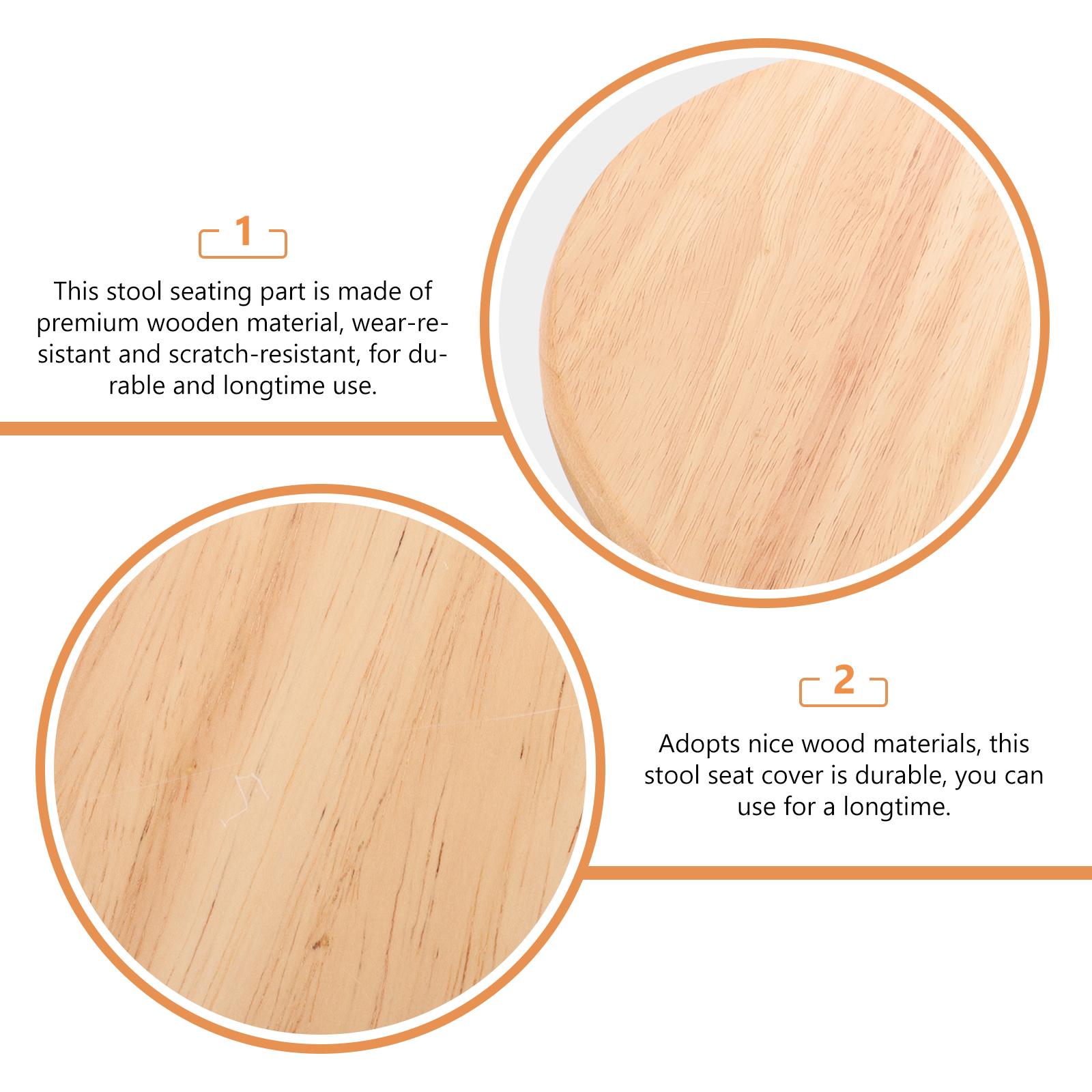 Taburete redondo de madera maciza, silla, barra de suministro, asiento de repuesto, asientos de pieza de asiento de madera para taburetes de mostrador del hogar