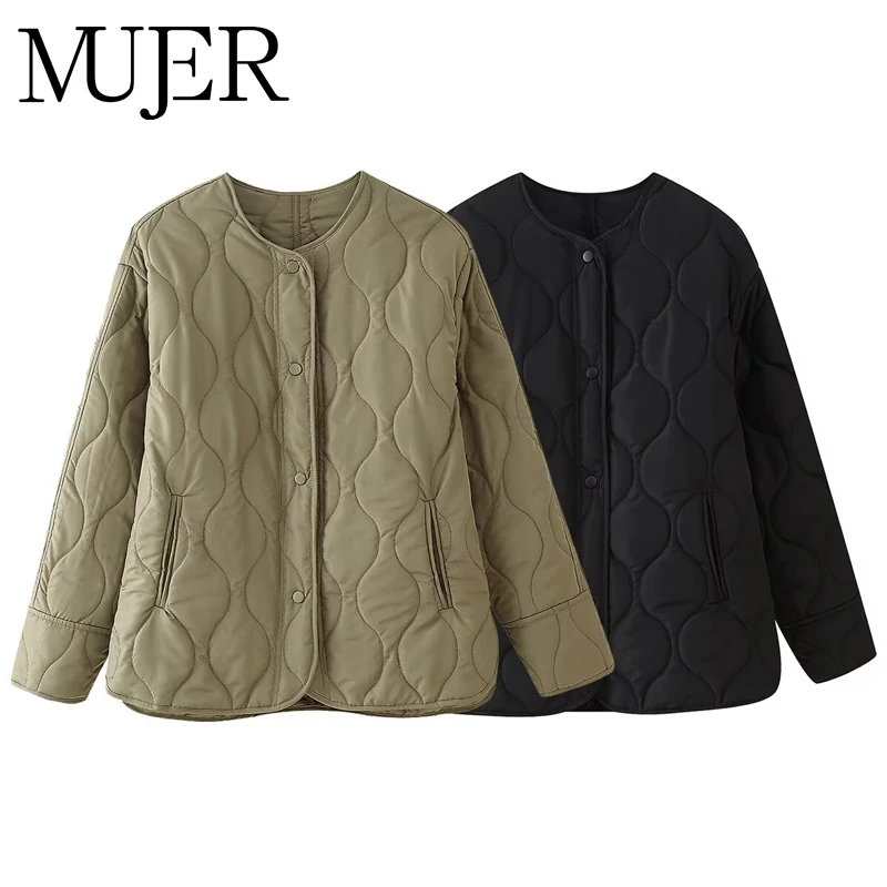Muyer preto acolchoado jaqueta feminina acolchoada demi-temporada jaquetas para mulher manga longa casaco de inverno feminino outerwears jaqueta feminina