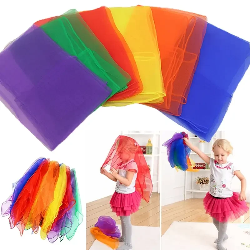 ผ้าพันคอสำหรับยิมนาสติก 6 สี ใช้ได้จริงสำหรับเล่นกลางแจ้ง เล่นดนตรี เต้น และเล่นจั๊กเกิล ผ้าขนหนูสีลูกกวาด ผ้าขนหนูสำหรับยิมนาสติก ผ้าโปร่งสำหรับเต้น