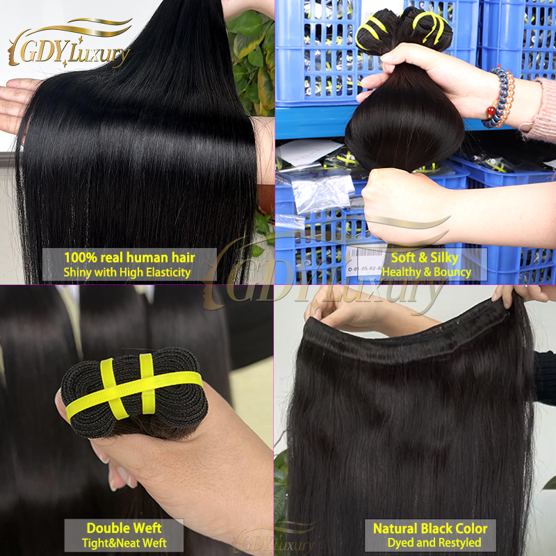 12A ベトナム生毛バンドル ストレート バンドル 100% 人毛 # 1B ナチュラル ブラック ストレート 未処理ヘアエクステンション ティサージュ