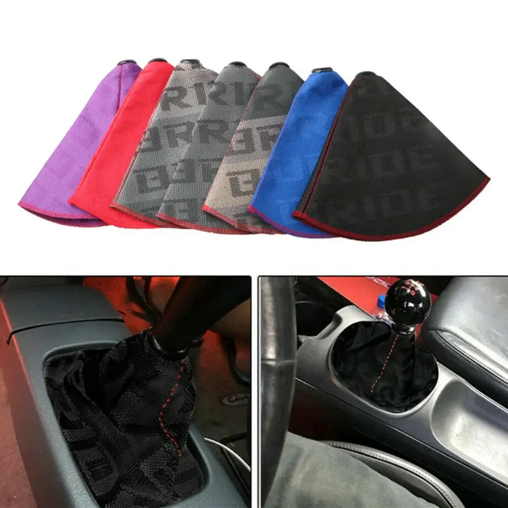 Universal jdm estilo novia RECARO alta calidad hiper tela palanca de cambios bota perilla de cambio collares con costura roja