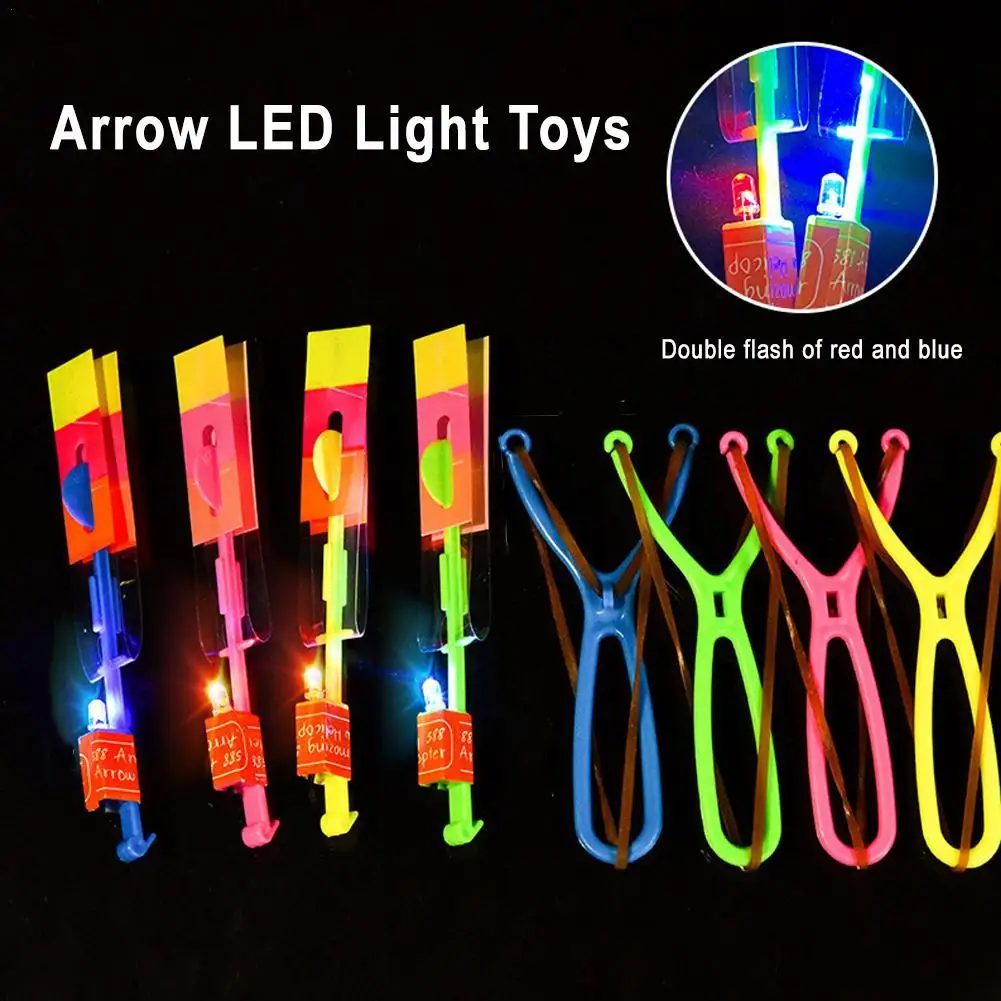 Tirachinas luminoso divertido para niños, flecha voladora, luz LED, libélula intermitente, brillo, juguetes de fiesta, regalo, Color aleatorio, 10 Uds.