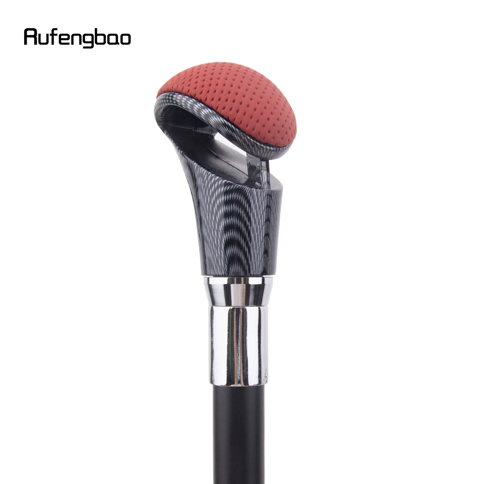 Rot Schwarz Leder Silber Gehstock Mode Dekorativer Gehstock Gentleman Elegant Cosplay Cane Crosier 94cm