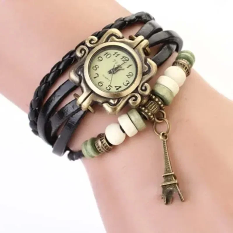 Frauen Casual Vintage Multilayer Schmetterling Kunstleder Armband Armbanduhr Damen Weibliche Armband Armbanduhren