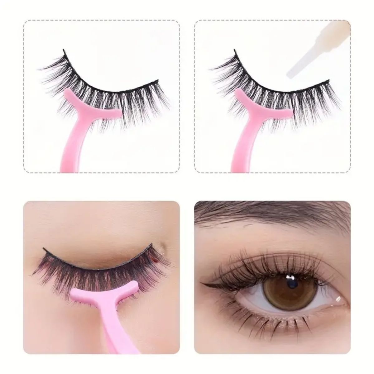 Strumenti per l'estensione delle ciglia in acciaio inossidabile, pinzette per ciglia curve, pinzette per applicatore di ciglia finte, pennello per ciglia