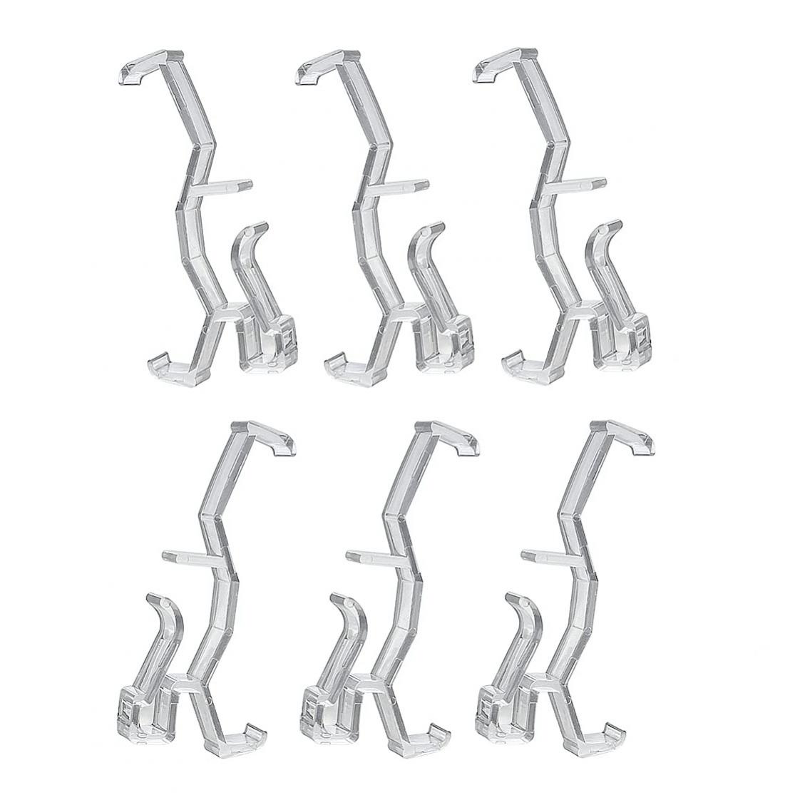 Clips de Rideau en Plastique Transparent, réinitialisation Caché, Fixateur Rapide pour Installation de Stores, 2 Pouces, 6 Pièces