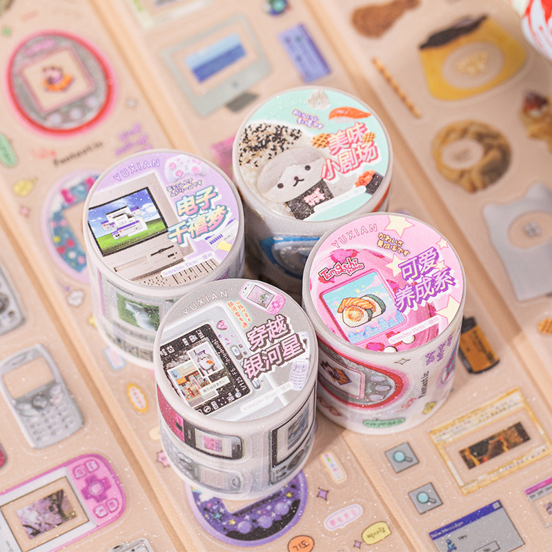 Mr. Paper, pegatinas de PET con temática de comida para consola de juegos, álbum de recortes, cuaderno, funda de teléfono, decoración de diario, pegatinas de papelería