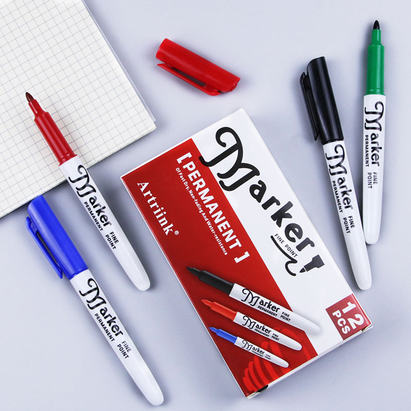 4 ピース/セット油性マーカー消えない防水油性ペン防水マーカーペンオフィス学校文具