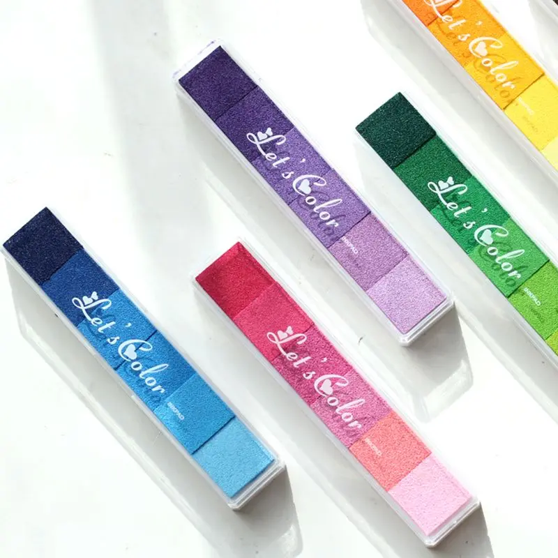 ปลอดสารพิษ Gradient Inkpad Craft น้ำมันตาม DIY Ink สำหรับยางแสตมป์ผ้าสมุดภาพของตกแต่งงานแต่งงานลายนิ้วมือแสตมป์ Pad