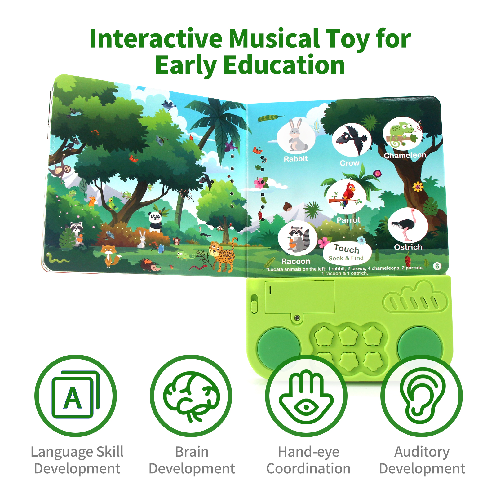 Livros de áudio eletrônicos para crianças, com melodia e luzes, sons de bateria, animais, livros cognitivos, brinquedos educativos interativos pré-escolares