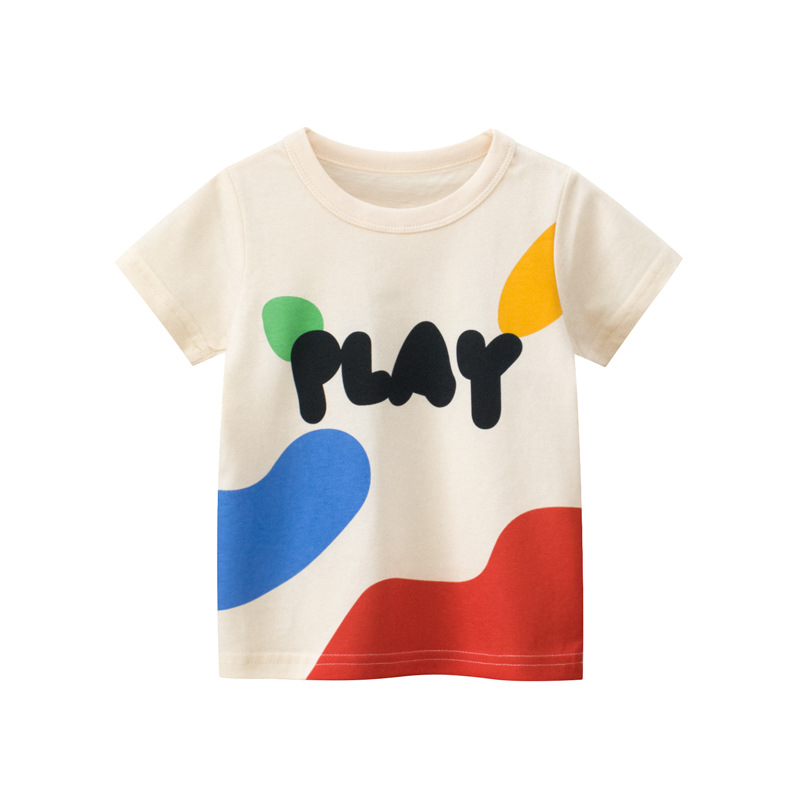 2025 Estate 2-8 anni Ragazza per bambini T-shirt a maniche corte Stampata Bambina Top Neonata T-shirt Bambini Vestiti per bambina