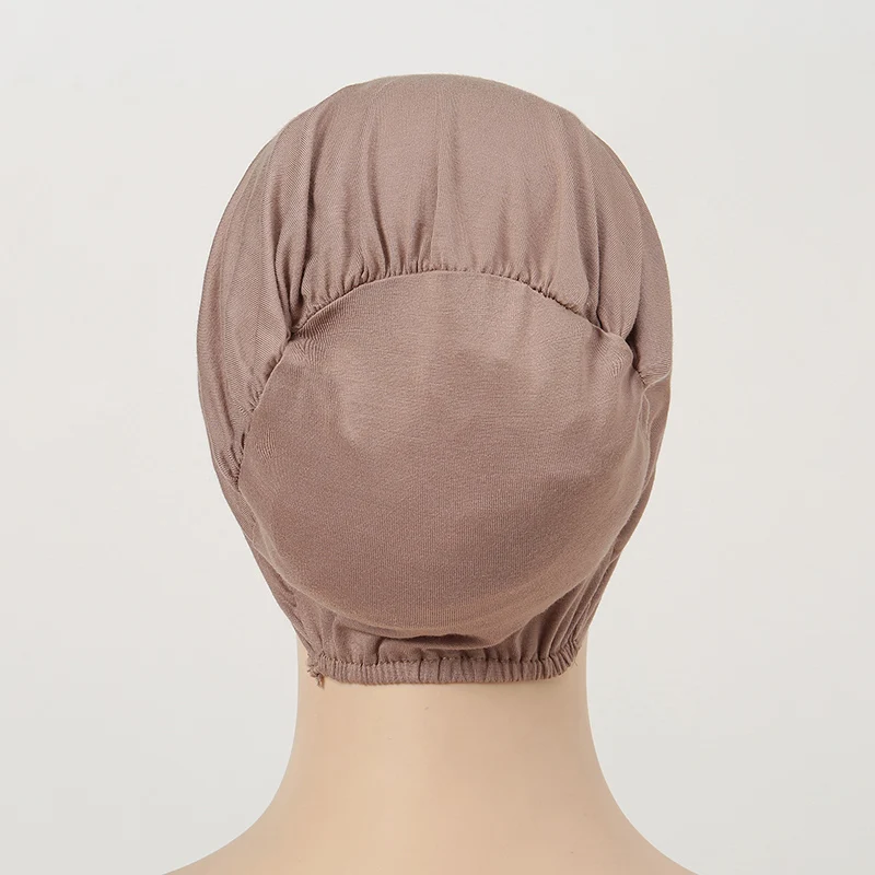 Jednokolorowa modalna koszulka hidżab szalik elastyczna czapka wewnętrzna miękka podszalik kobieta muzułmańska moda Bonnet 22*21cm