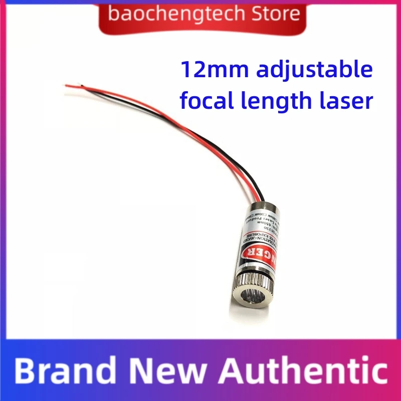 Módulo láser de grado industrial de 5 piezas y 12mm, 1230 de longitud focal ajustable, 650nm, 5mw, cruce recto en forma de punto rojo, 3V y 5V