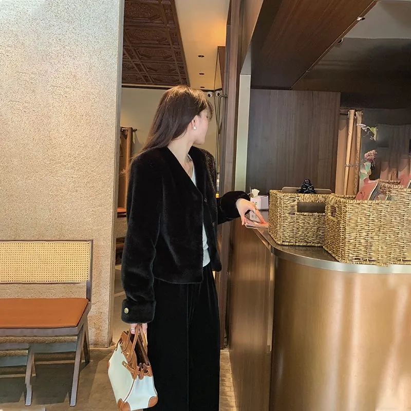 ผู้หญิงเสื้อผู้หญิงเสื้อขนสัตว์ใหม่แฟชั่น Mink FUR Coat ผู้หญิงฤดูใบไม้ร่วงและฤดูหนาวใหม่ขนสัตว์สั้นสุภาพสตรีลม Chaebol ลูกสาว