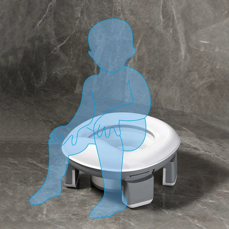 Siège de toilette de voyage 3 en 1, Pot pliable bleu pour enfants avec sacs, Pot pour bébé, siège d'entraînement Portable en Silicone pour bébé
