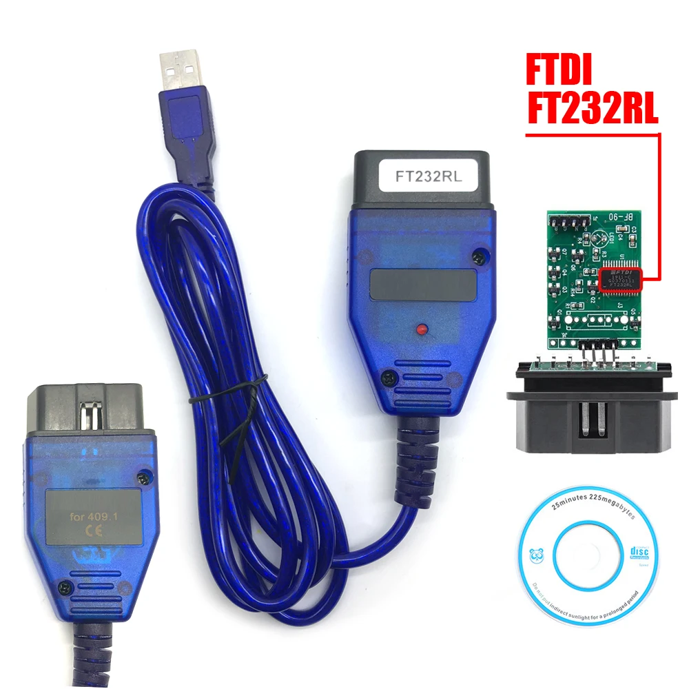 Para vag kkl 409.1 ch340 obd2 interface usb para audi/seat/skoda/vw cabo de diagnóstico do carro ft232rl interruptor para fiat ecu scan vag kkl