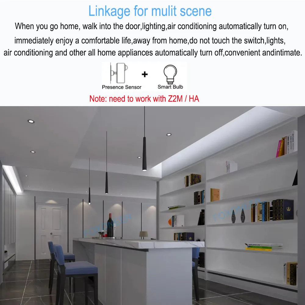 Zigbee menselijke aanwezigheidsdetector, helderheids-/afstandsdetectie, slimme PIR-bewegingssensor Ondersteuning Zigbee 2mqtt Home Assistant