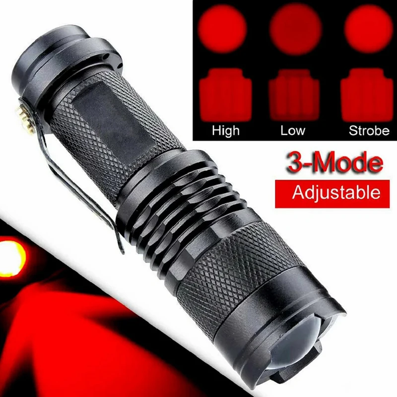 F3 Red Beam Light Flashlight LED 670nM edc Torch Lamp Lantern Against Deteriorating Eyesight Red Flashlight Xmas Halloween Gifts
