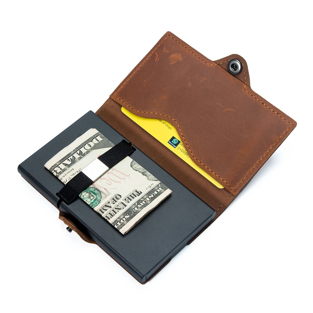 CASEKEY 男性財布 100% 本物の牛革ポップアップショートカードホルダー財布高品質ブランド男性財布 Tarjeteros パラ Hombre