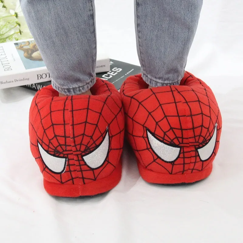 Chaussons en peluche Disney Spider Man, chaussures en coton chaud, épaissies, non ald, maison, cadeau de Noël, paquet complet