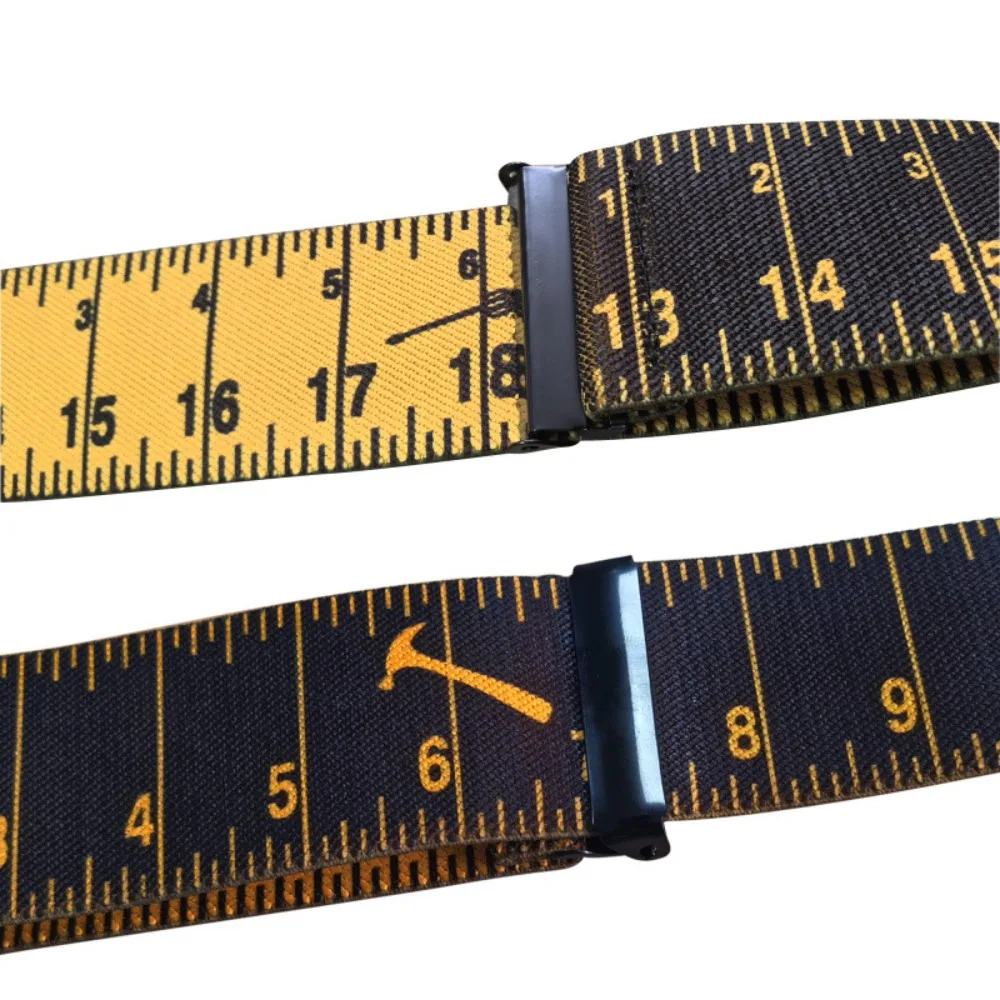 Heavy Duty Suspenders for Men Work 5cm Wide X-Back 4 Strong Clips Tape Measure Pattern Ruler Suspender Trouser Braces Strap Belt