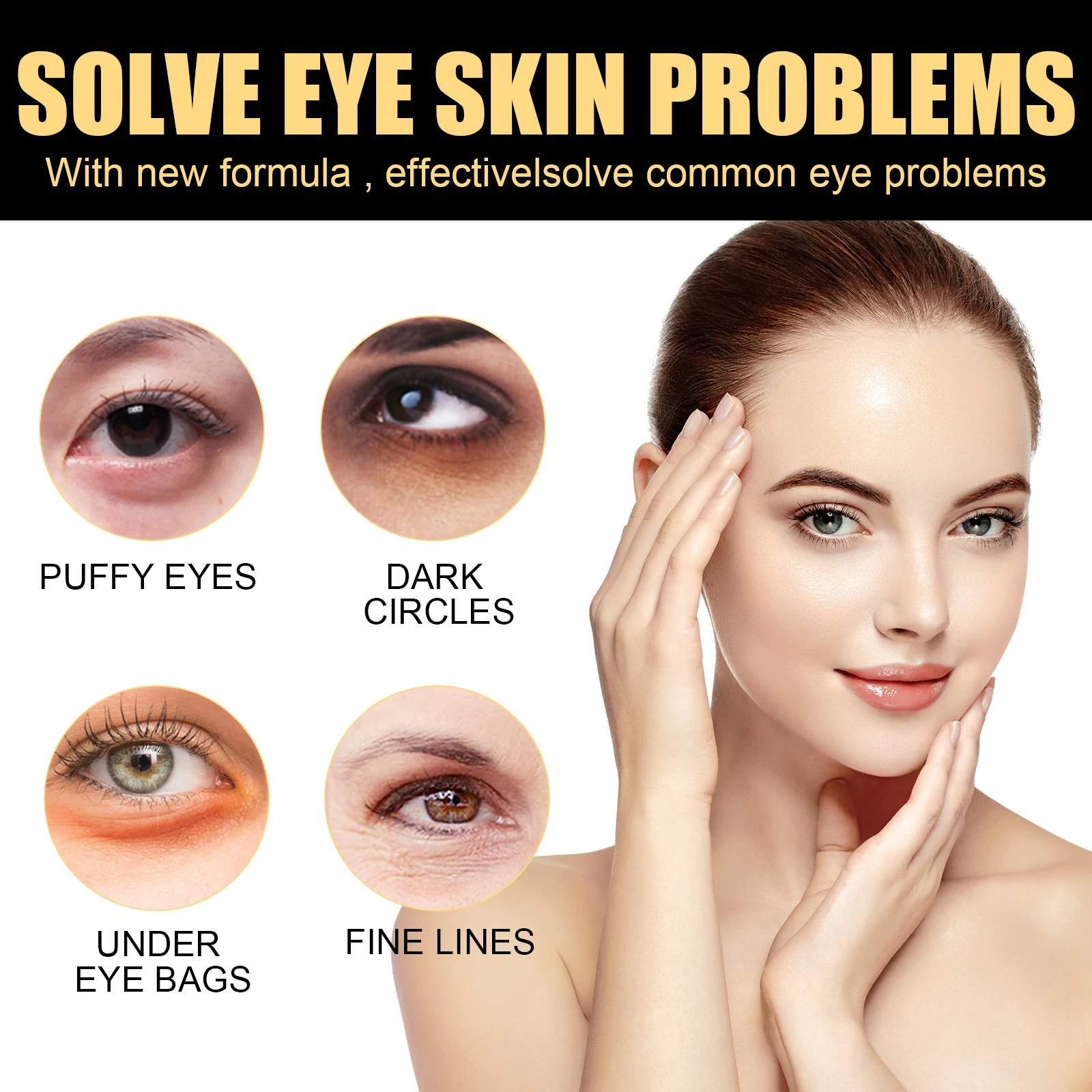 Creme instantâneo para os olhos, creme firmador para a pele ao redor dos olhos, reduz olheiras, bolsas para os olhos, hidratante, creme de massagem para os olhos, cuidados com a pele, 15ml